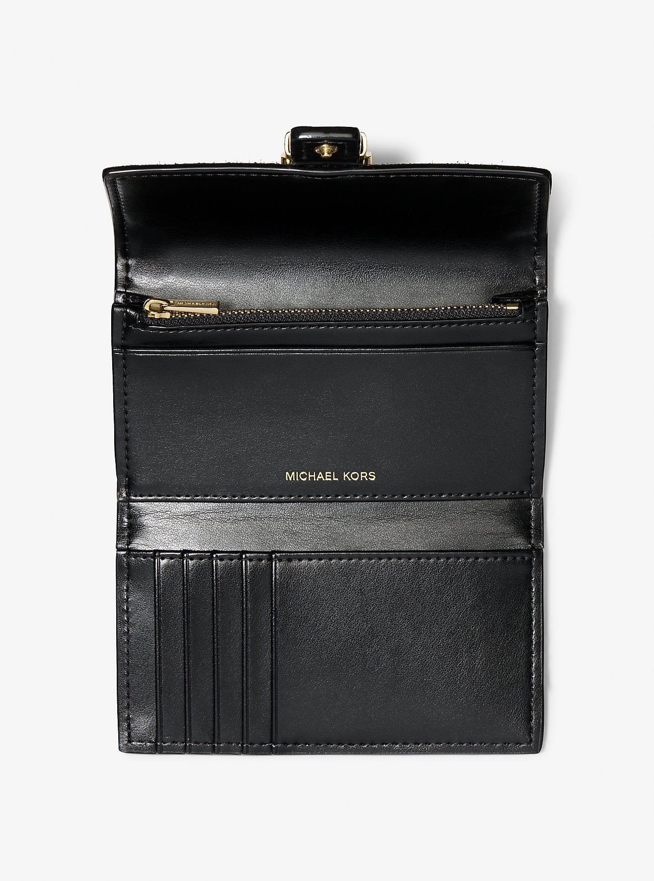 Nolita Medium Leopard Print Calf Hair and Leather Tri-Fold Wallet